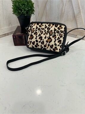 Leopard Print Crossbody with Black Trim and Strap